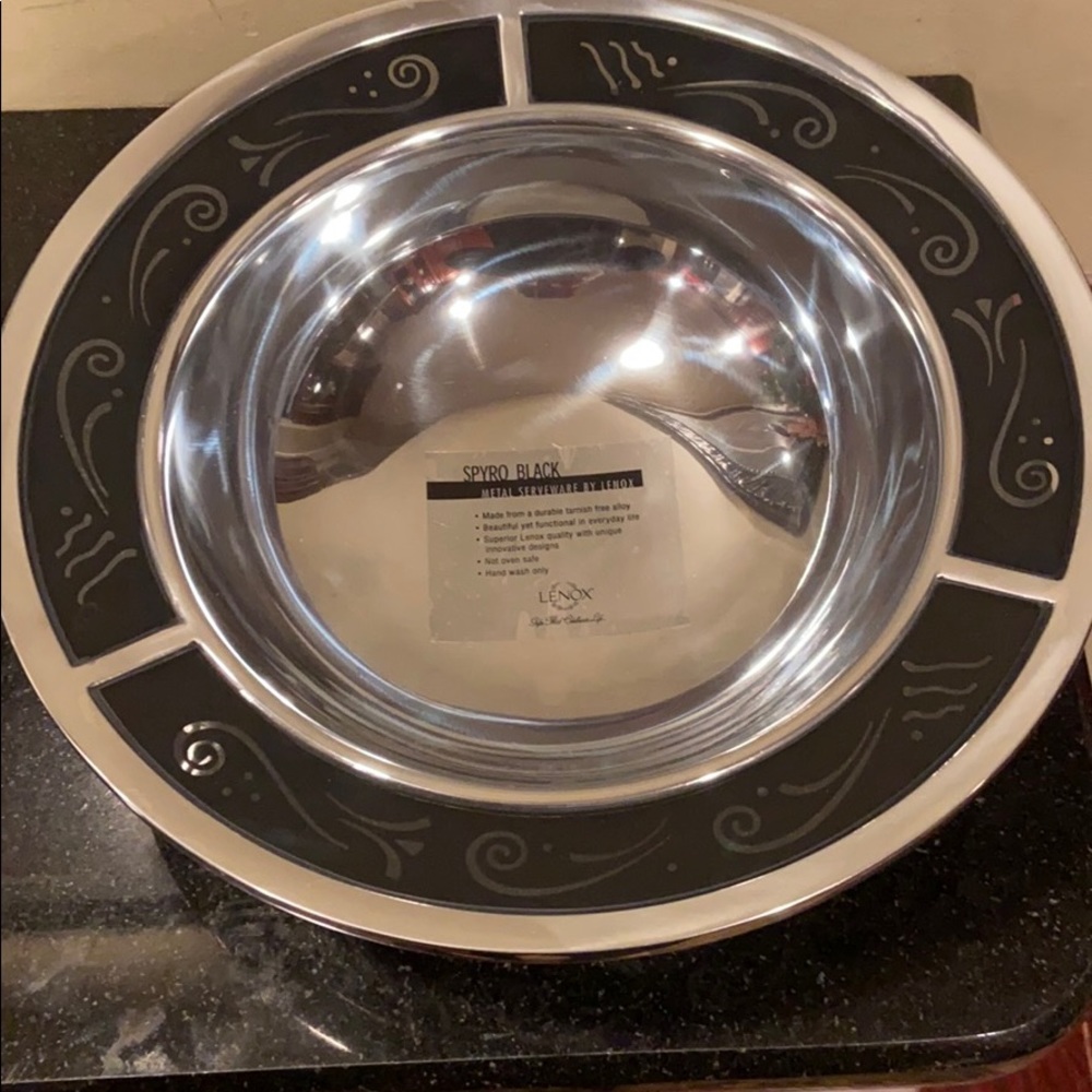Lenox Spyro Black Metal Bowl New in Box